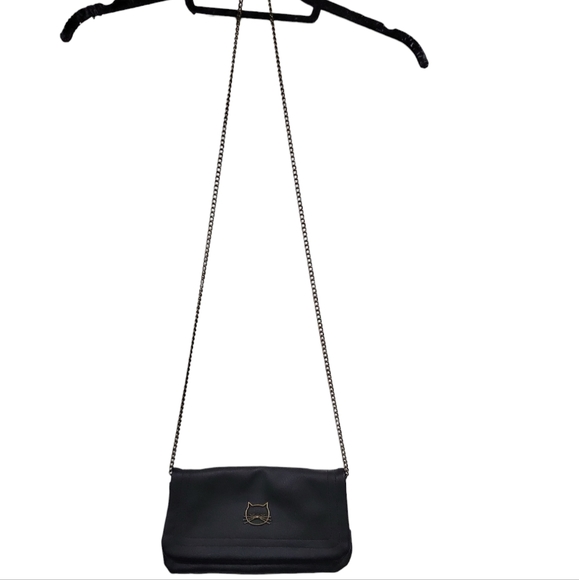 Cat Face Vegan Black Crossbody Bag - Picture 6 of 7